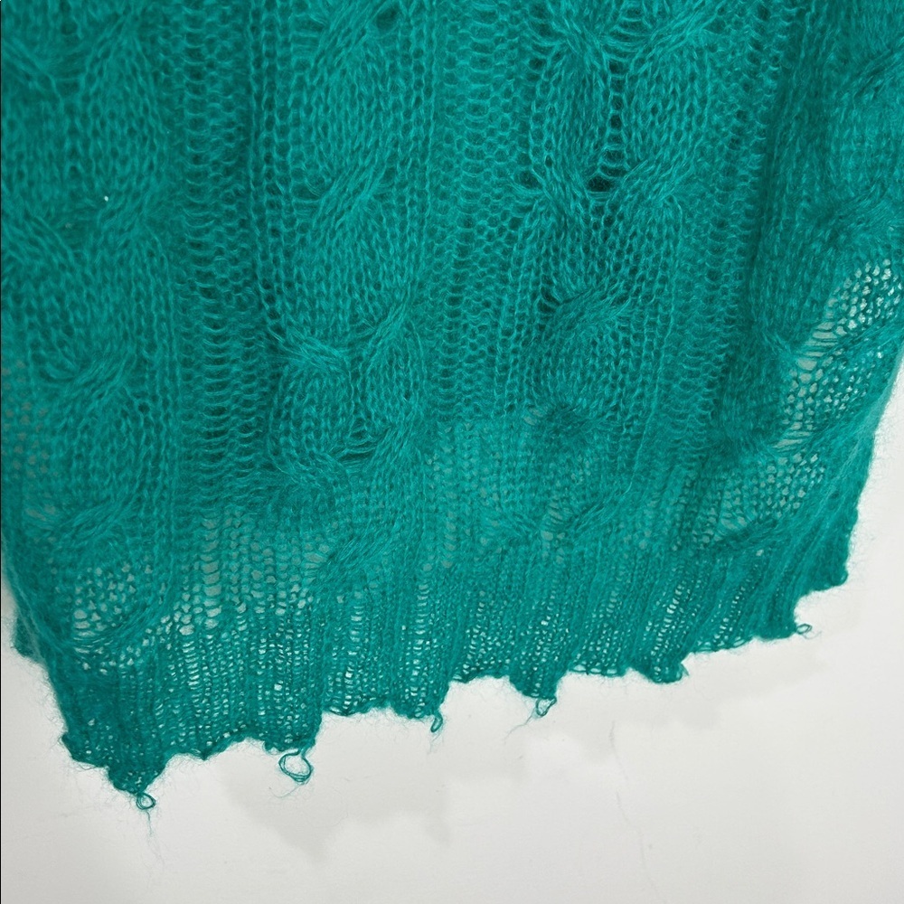 BY ANTHROPOLOGIE Posey Stitched Distressed Wool Blend SweaterGreen Size Small - Picture 12 of 16
